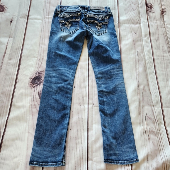 Rock Revival Buckle "Vivian" Low Rise Straight Leg Blue Jeans | Women's Size 28 - Picture 9 of 15